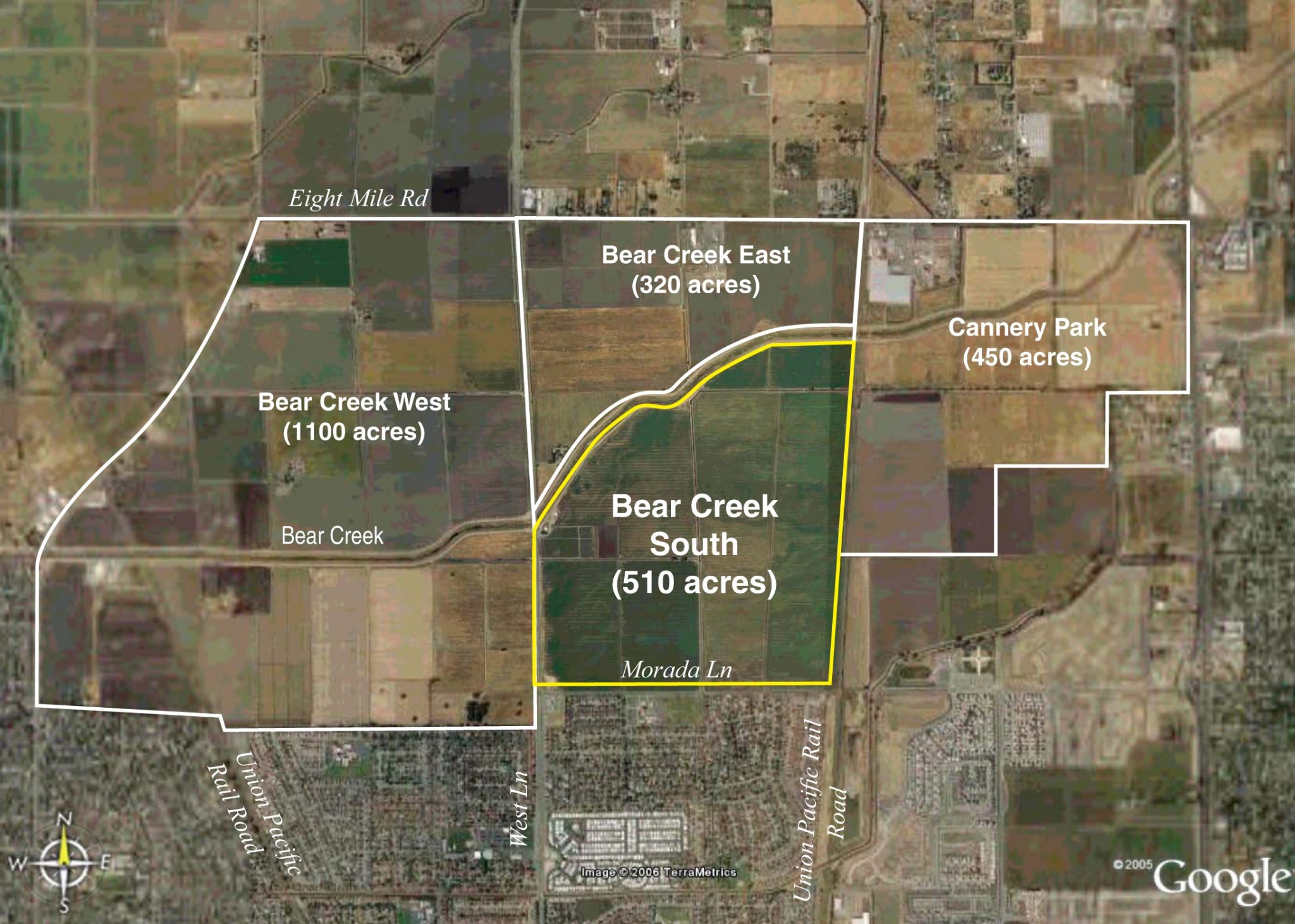 Bear Creek Aerial View, Stockton